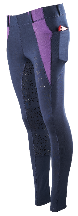 Legacy Riding Tights Navy Purple Side