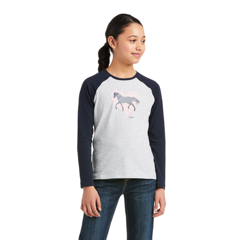 Ariat Youth Heart of My Heart L Sleeve T Navy front
