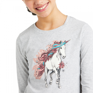 Ariat Youth My Unicorn L Sleeve T Heather Grey front1