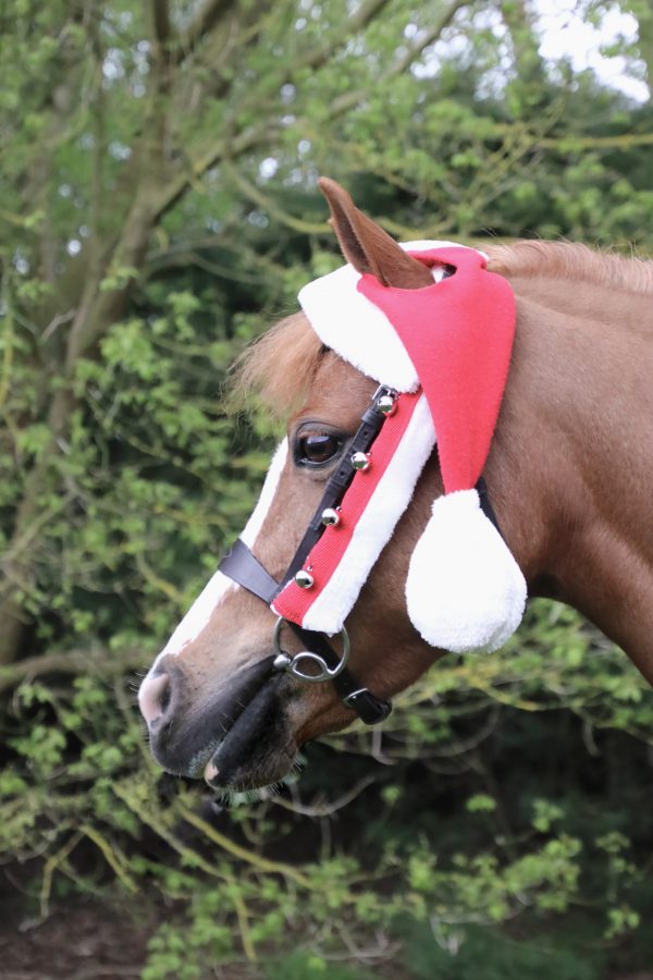15661 15656 – Hy Equestrian – Christmas Santa Horse Hat – Christmas Santa Bridle Set – RedWhite – Lifestyle – 01