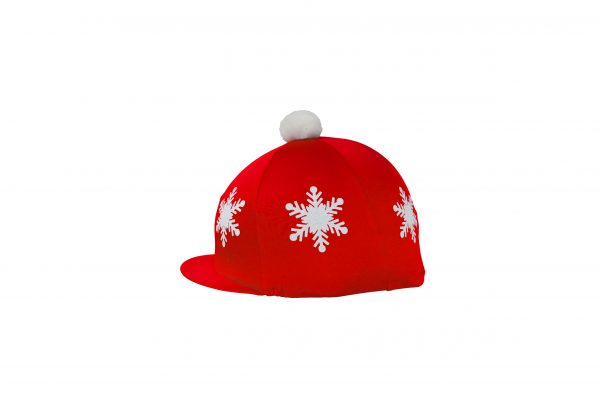 26462 – HyFASHION – Snowflake with Pom Pom Hat Cover – Christmas Red